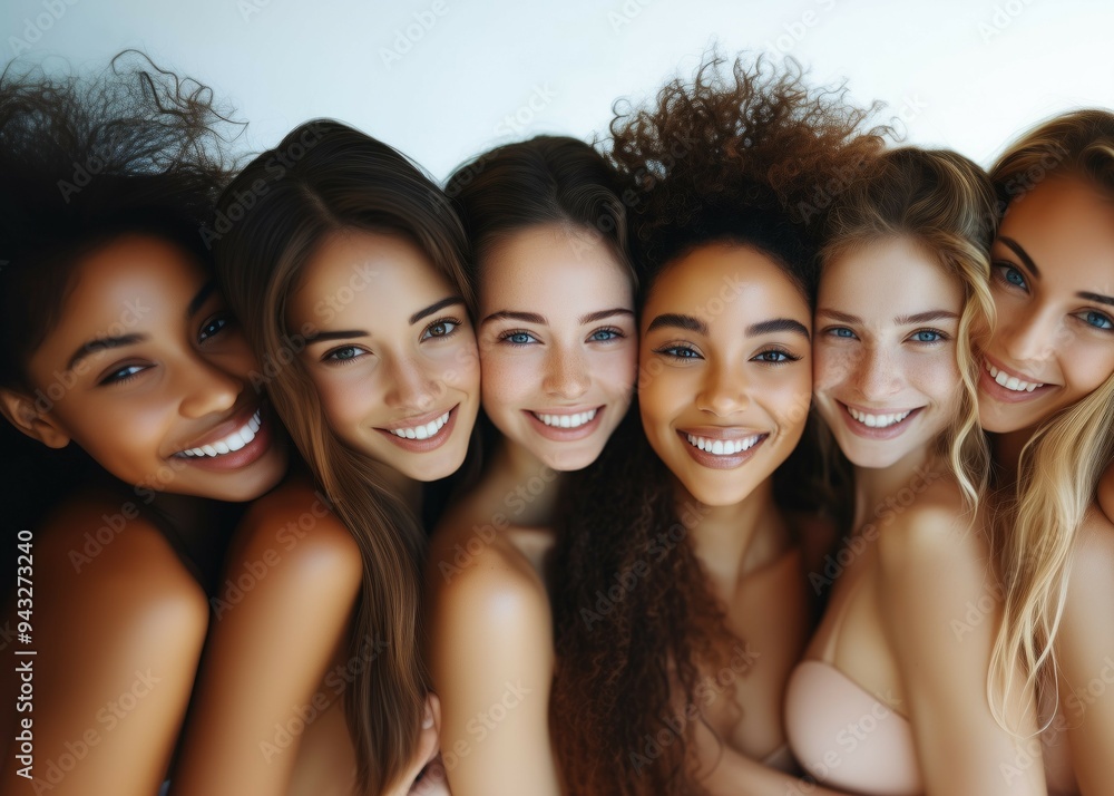 Diverse african american and caucasian model looking women portrait in the office smiling at camera with toothy smile as diversity and inclusivity concept Diverse african american and caucasian model looking women portrait in the office smiling at camera with toothy smile as diversity and inclusivity concept