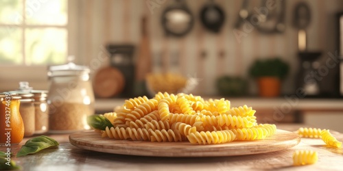 Wallpaper Mural 3D rendering of handmade fusilli pasta crafted with natural ingredients in a kitchen setting Torontodigital.ca