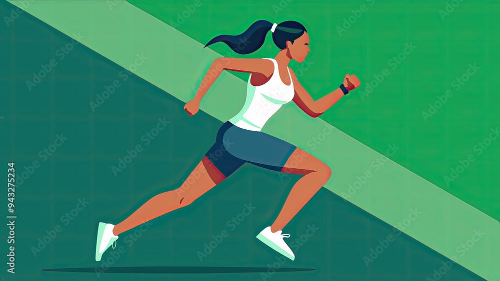 Obraz premium Woman Running with Determination