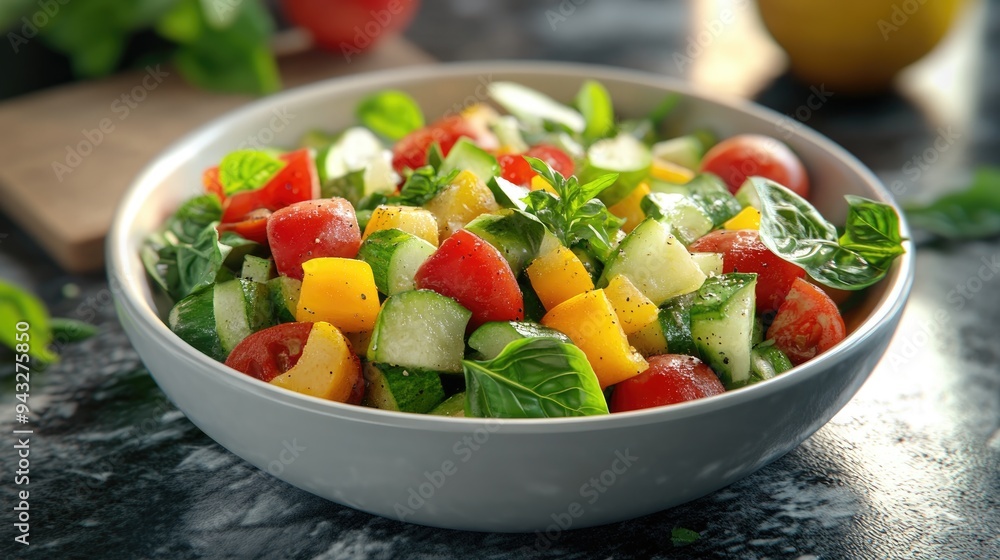 3D rendering of a fresh vegetable salad 3D rendering of a fresh vegetable salad