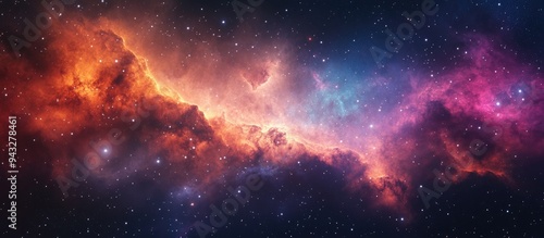 Fototapeta Naklejka Na Ścianę i Meble -  High definition star field featuring a colorful night sky nebula and galaxies in space presented in a 3D cartoon rendering Astronomy concept background