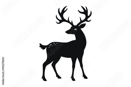 Christmas deer silhouettes on the white background