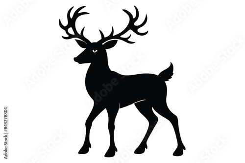 Christmas deer silhouettes on the white background