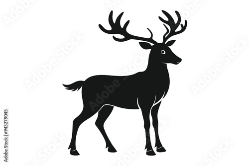 Christmas deer silhouettes on the white background