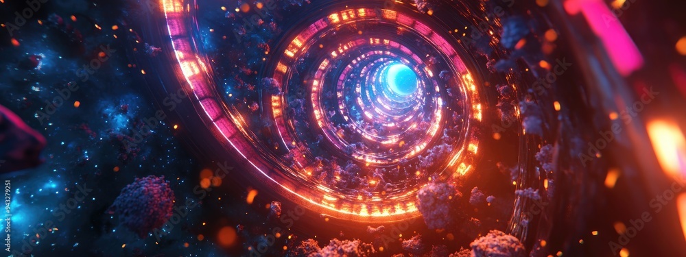 Obraz premium Space and time travel in a 3D cartoon rendering