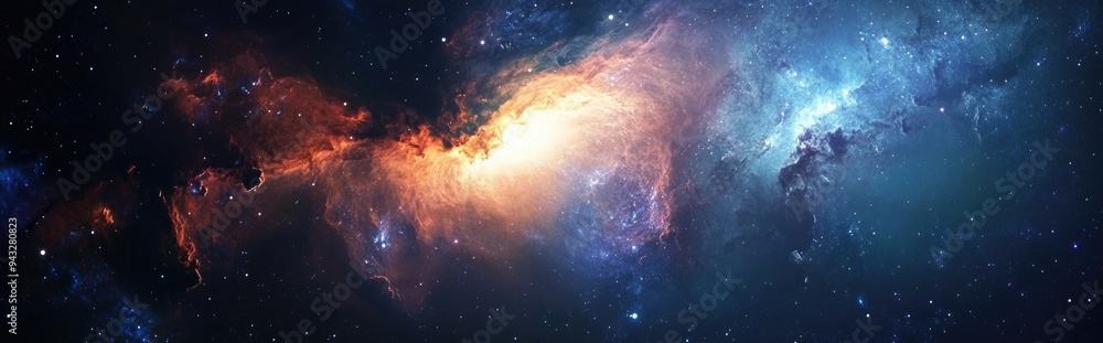Fototapeta premium Beautiful galaxy in deep space featuring a 3D cartoon rendering Cosmic wallpaper