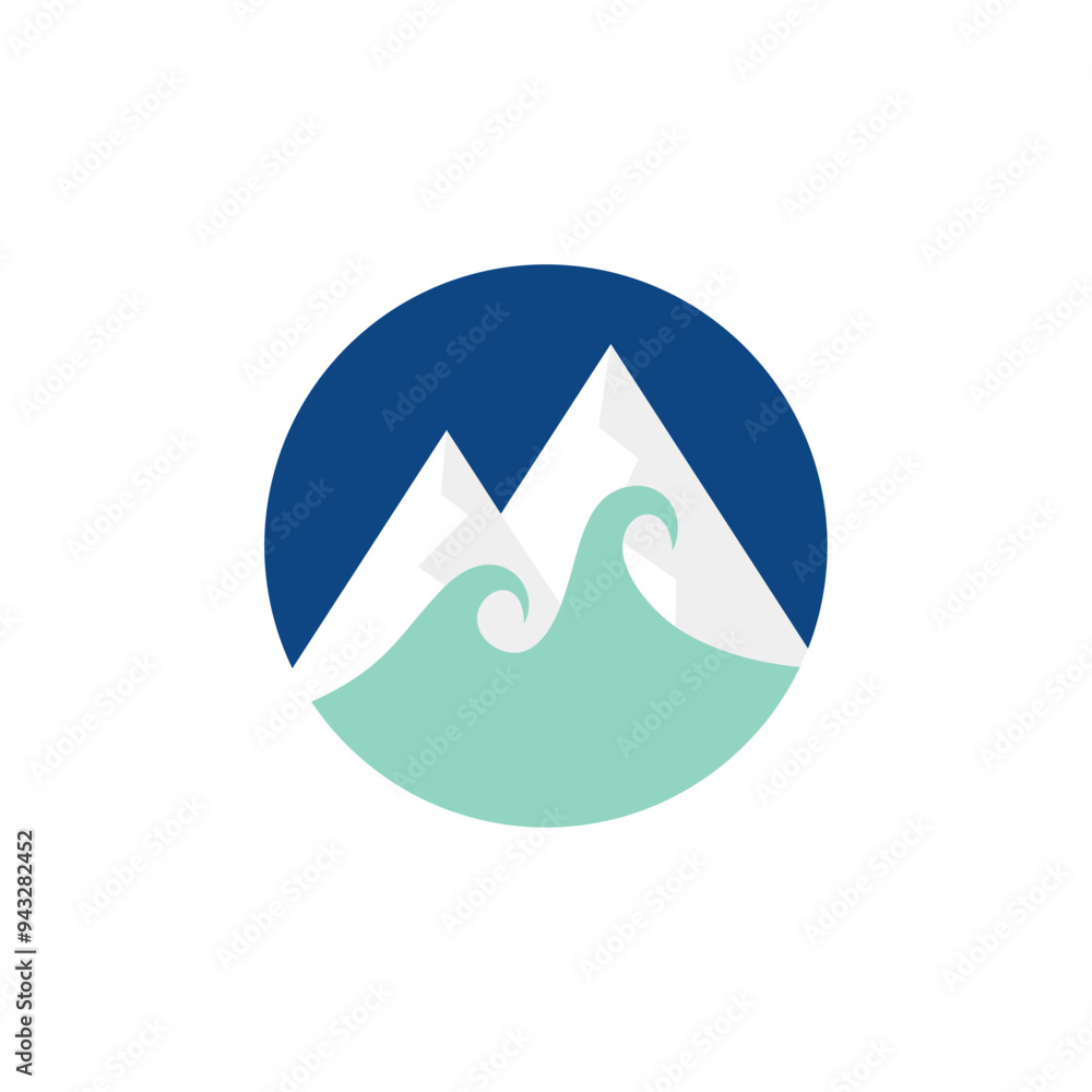 Ocean logo with mountain concept, modern concept Ocean logo with mountain concept, modern concept