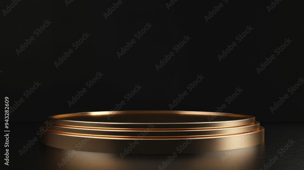 3D rendering of a golden platform podium against a black background 3D rendering of a golden platform podium against a black background