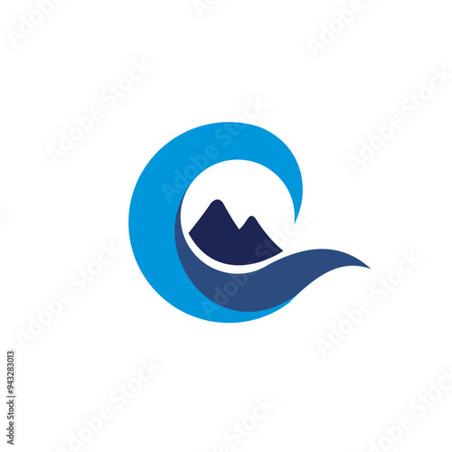 mountain spring water icon logo, simple concept