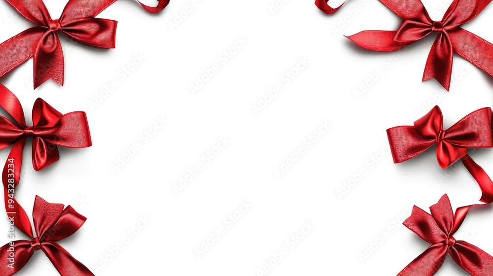 Bow Frame with Ribbons for Holidays on a White Background raster version