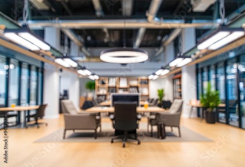 Wallpaper Mural Blur focus of Fashion and modern office interiors. Front view of a loft open space office interior. Blur background, ai Torontodigital.ca