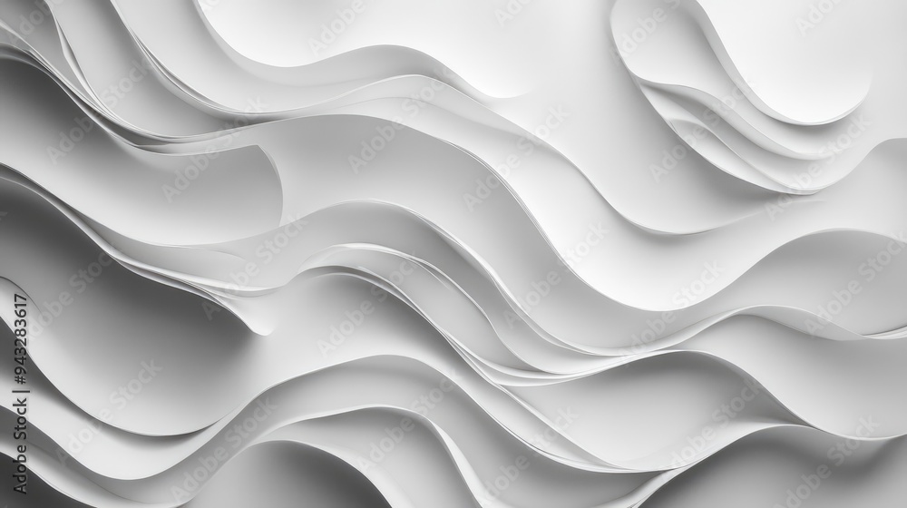 Abstract wave lines in shades of grey and white featuring a paper texture and a 3D effect Abstract wave lines in shades of grey and white featuring a paper texture and a 3D effect