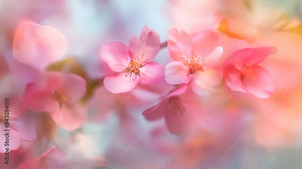 Fototapeta premium Abstract background featuring blurred spring blossoms