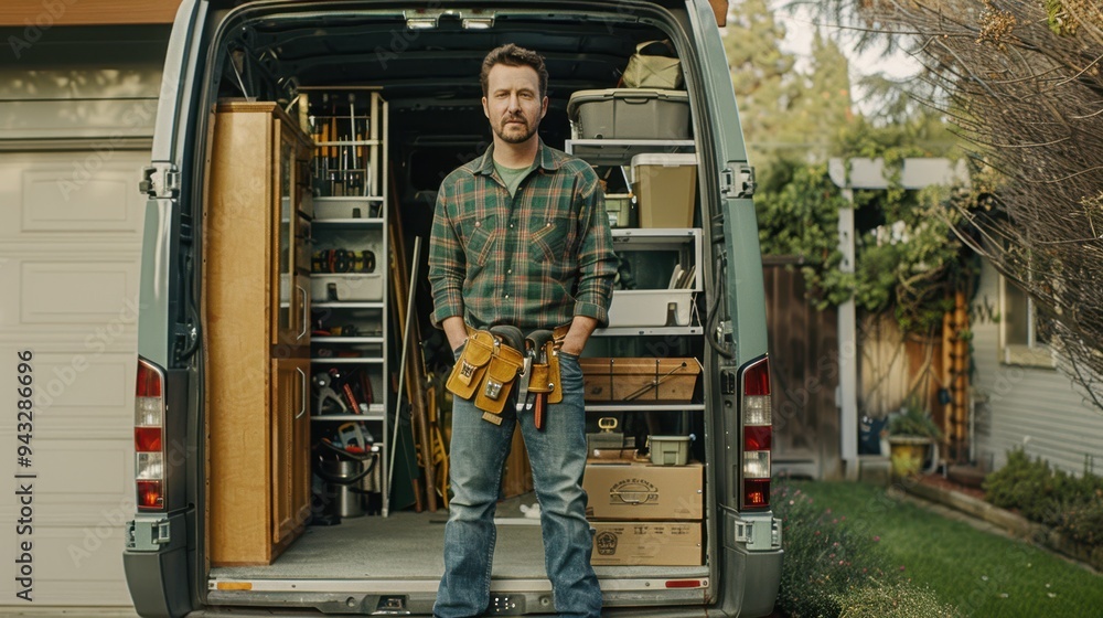 The handyman with toolbelt The handyman with toolbelt