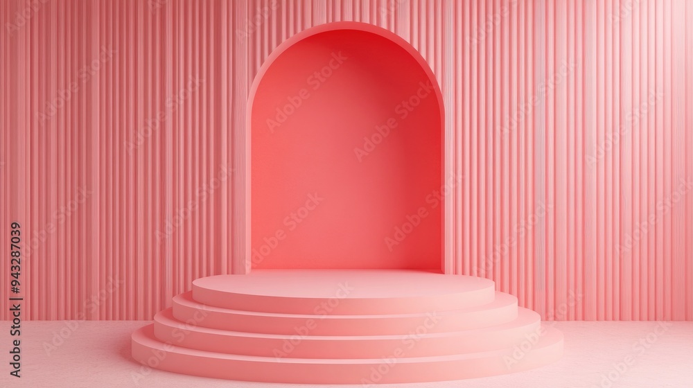 3D rendering of a pink podium illustration 3D rendering of a pink podium illustration