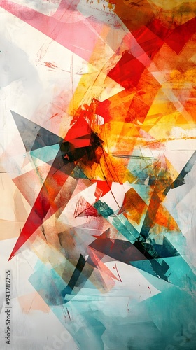 Abstract Painting with Geometric Shapes and Vibrant Colors