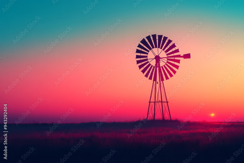 A windmill silhouette against a soft pastel sky, isolated on a pastel background, A windmill silhouette against a soft pastel sky, isolated on a pastel background,