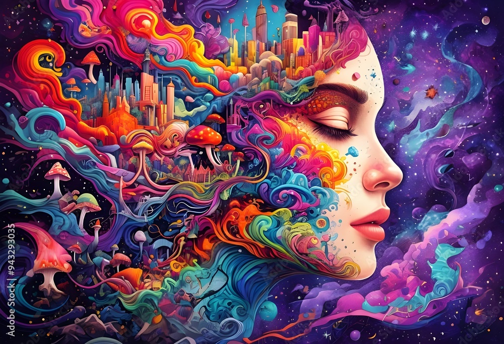 Fototapeta premium A profile of the female mind. Mental health concept.