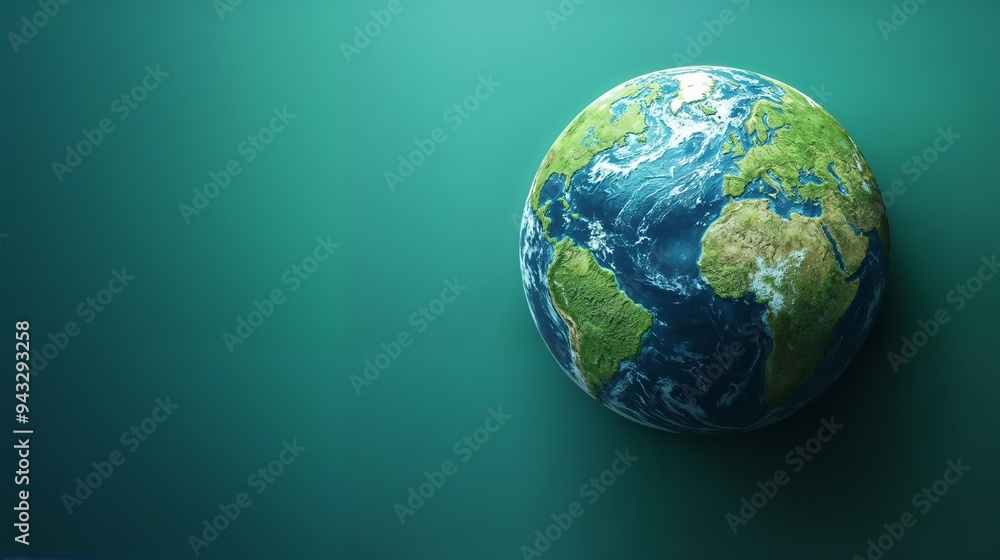 A threedimensional rendering of the earth displayed on a green background A threedimensional rendering of the earth displayed on a green background