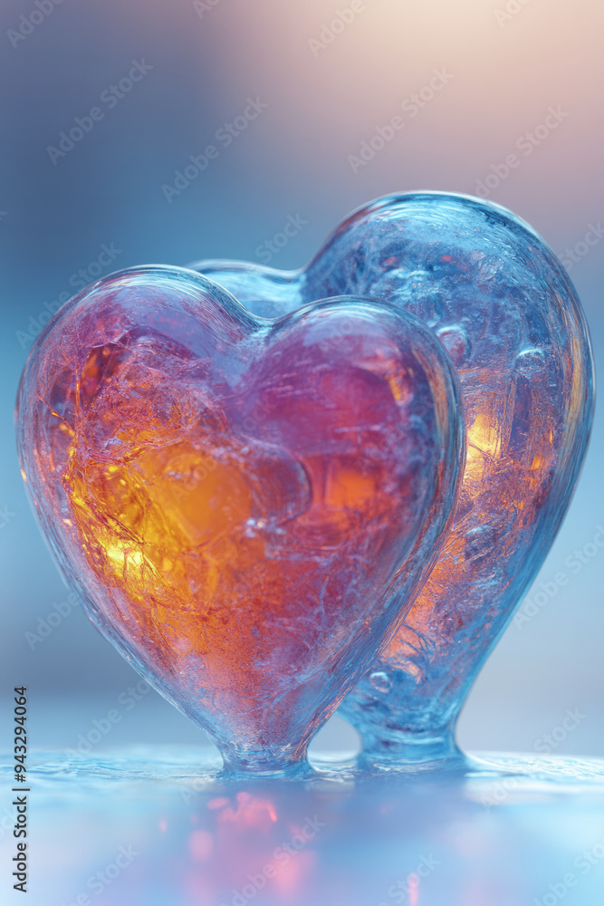 A pair of intertwined hearts, glowing with warmth, isolated on a pastel background, A pair of intertwined hearts, glowing with warmth, isolated on a pastel background,