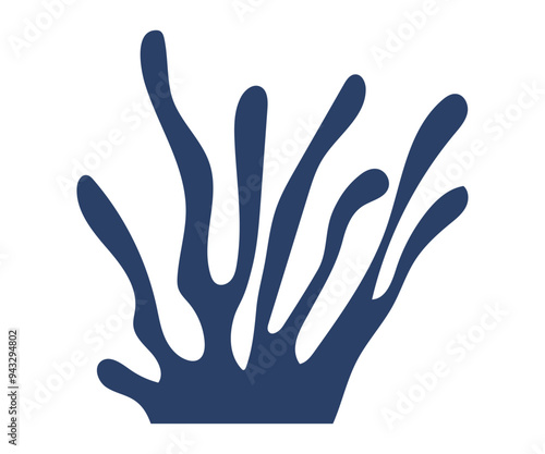 A deep blue coral illustration, representing oceanic plants and marine life in an underwater environment.