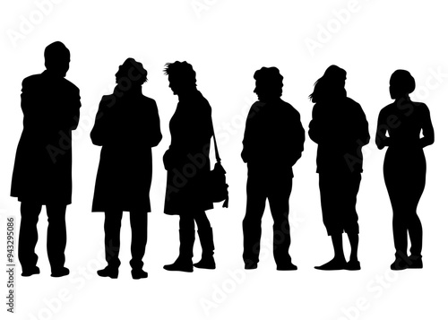 Big crowds people walking on white background