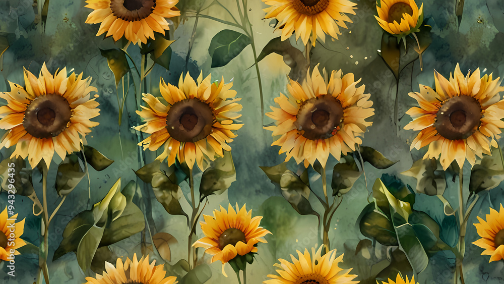 abstract background that captures the essence of a sunflower field in a dreamy, watercolor effect abstract background that captures the essence of a sunflower field in a dreamy, watercolor effect