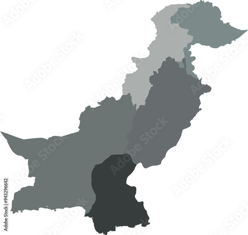 Pakistan map gray color  with white background