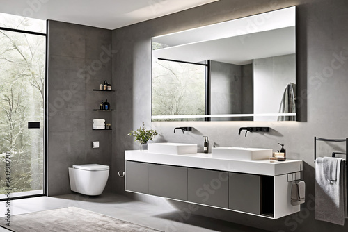 Wallpaper Mural modern bathroom interior with bathtub Torontodigital.ca