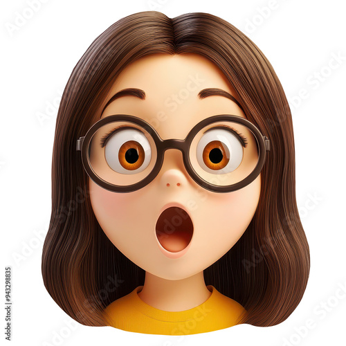 Surprised female woman emoji sticker transparent background PNG clipart