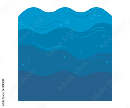 Illustration of ocean waves, representing marine life, water conservation, and environmental balance. Applicable in topics like climate change, water resources, oceanography, and ecological protection