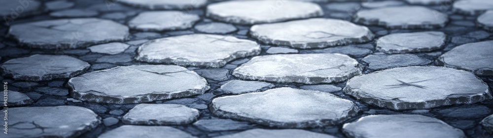 Frosted Stone Pathway Textures, cool grey and silver tones, ideal for winter-themed designs, showcasing intricate frost details on a smooth stone surface, minimalist aesthetic. Frosted Stone Pathway Textures, cool grey and silver tones, ideal for winter-themed designs, showcasing intricate frost details on a smooth stone surface, minimalist aesthetic.
