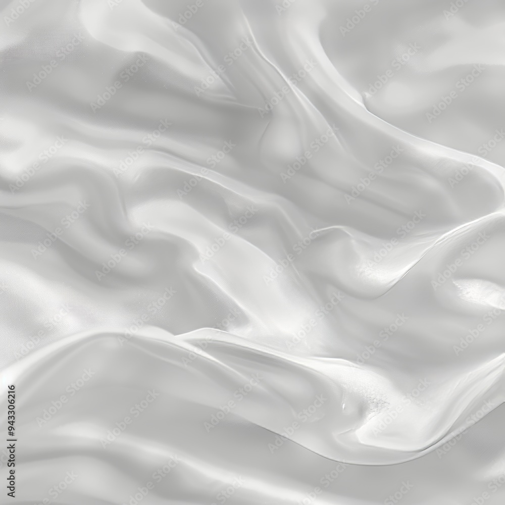 Fototapeta premium White Silk Satin Fabric Background, Abstract Luxury Texture, Soft Smooth Wavy Drapery
