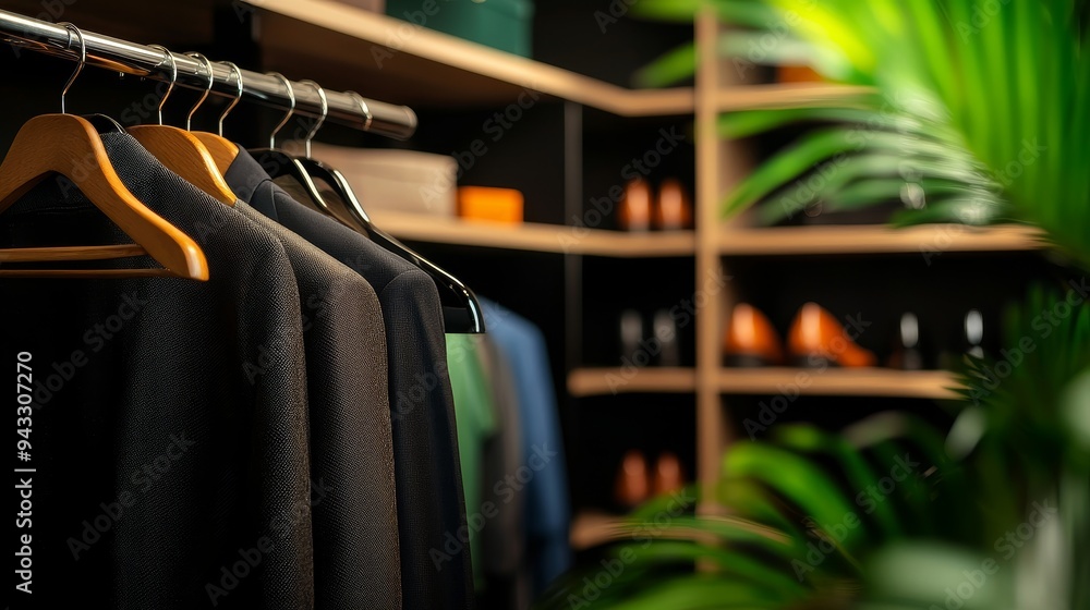 A stylish walk-in closet with hanging space, shoe racks, and a full-length mirror A stylish walk-in closet with hanging space, shoe racks, and a full-length mirror