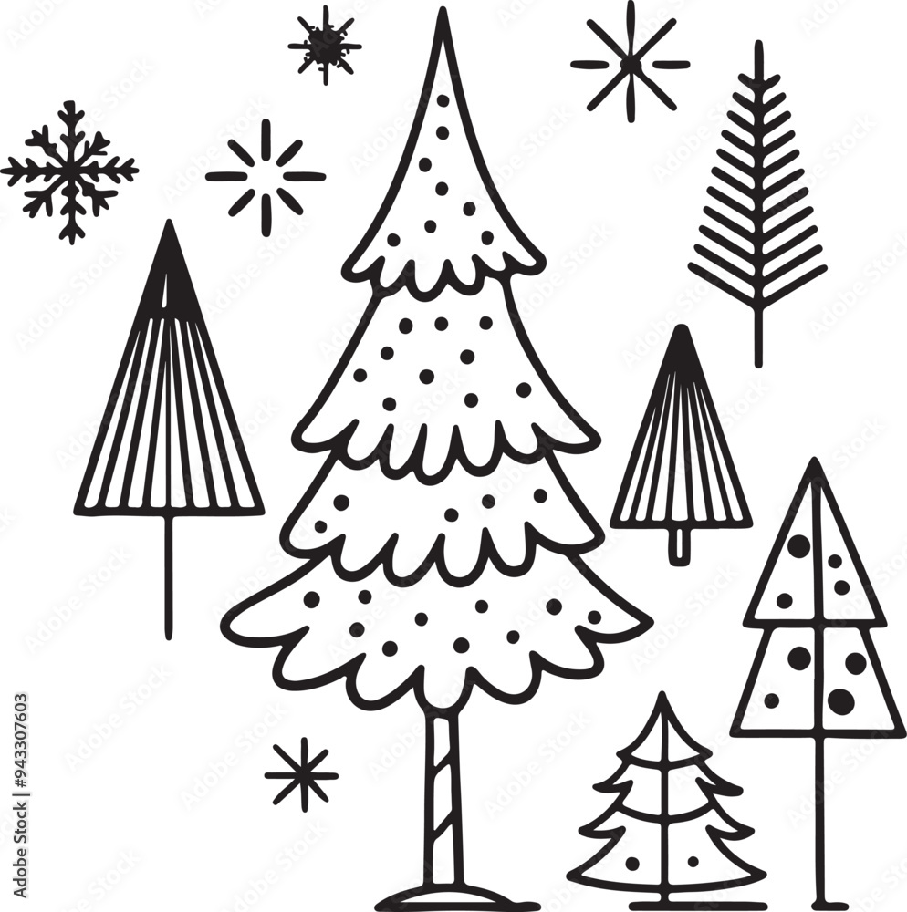Cristmas Tree vectors Christmas Black silhouette icon illustration Cristmas Tree vectors Christmas Black silhouette icon illustration
