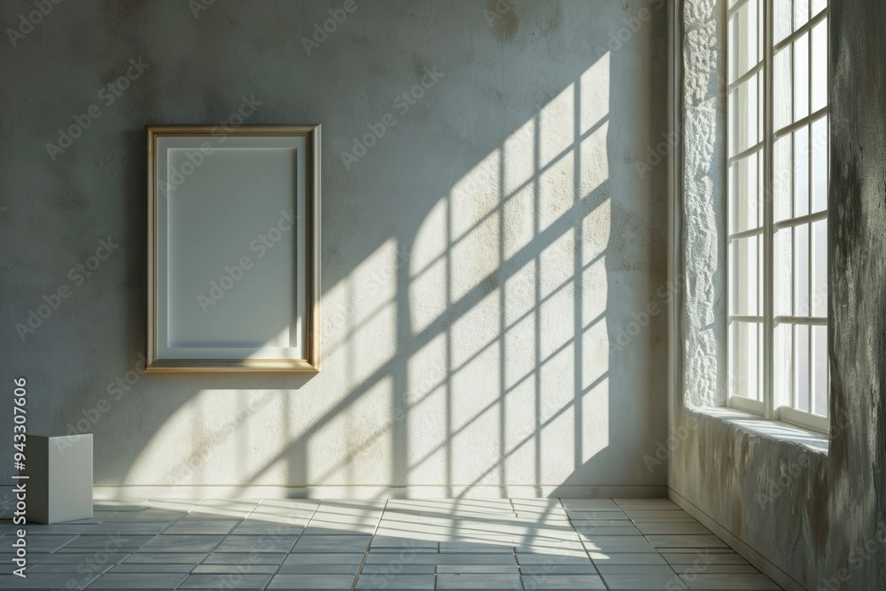Gallery-inspired Interior Design with Wooden Furnishings and Blank Picture Frames Gallery-inspired Interior Design with Wooden Furnishings and Blank Picture Frames
