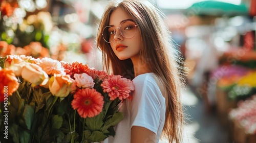 Beautiful Woman with Flowers