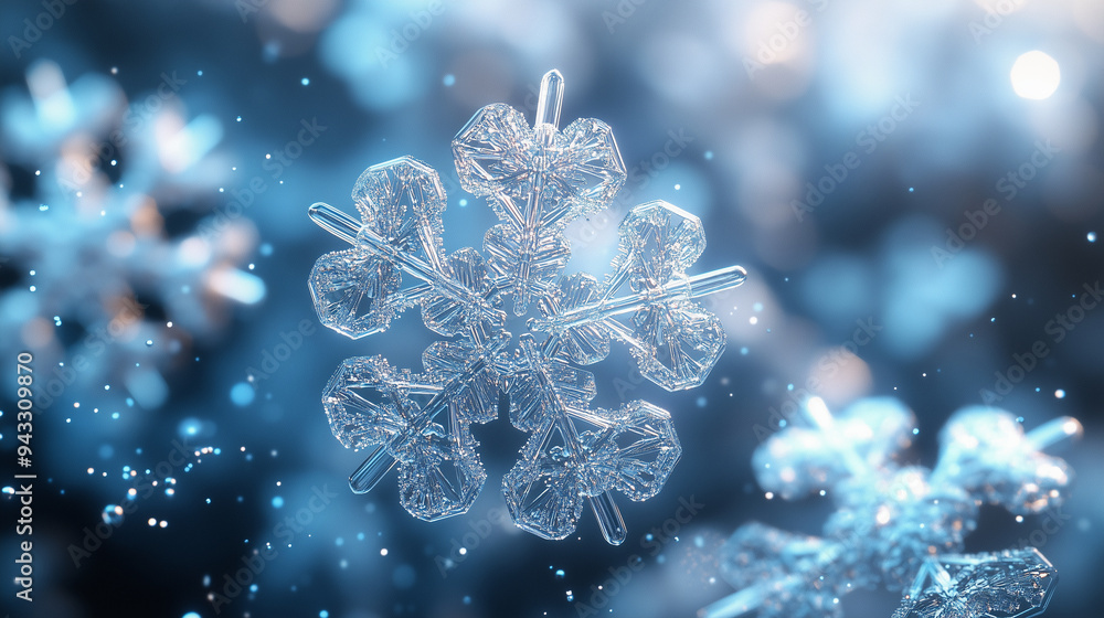 An abstract image of snowflakes made from nanotechnology structures and molecular chains, sparkling in cold light. An abstract image of snowflakes made from nanotechnology structures and molecular chains, sparkling in cold light.