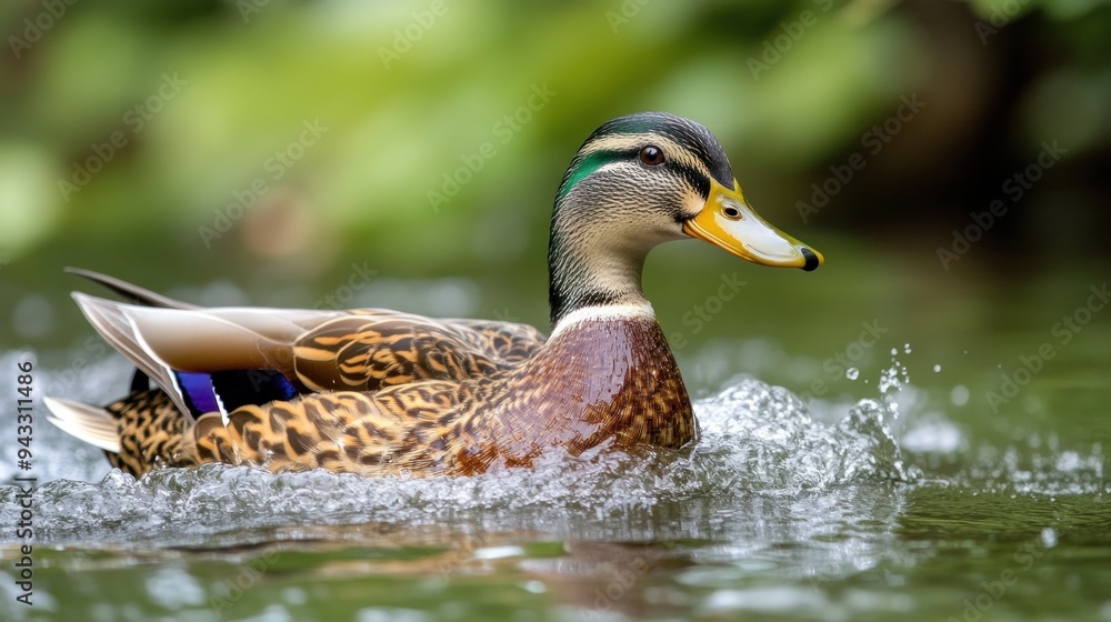 Mallard Duck Swimming in Rippling Water Mallard Duck Swimming in Rippling Water