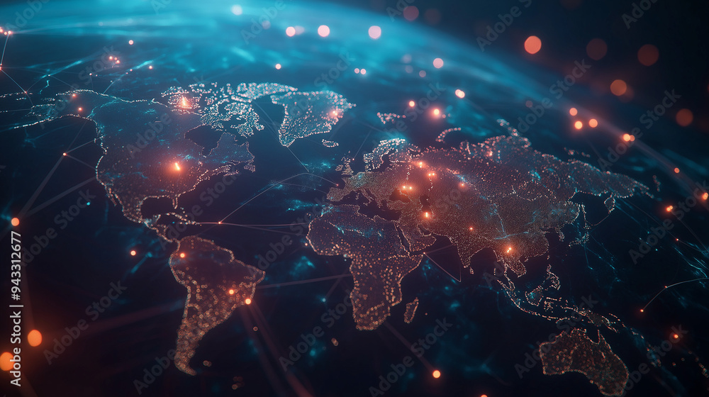 Global Network with Digital Connections Across the World Global Network with Digital Connections Across the World