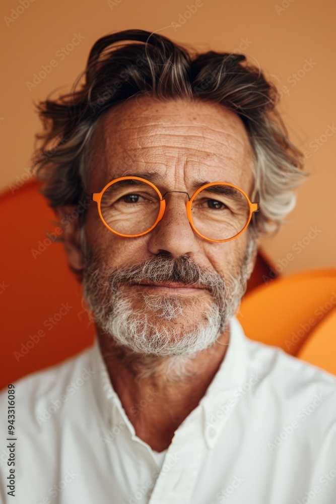 Portrait of a man with orange glasses Portrait of a man with orange glasses