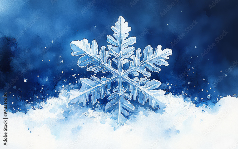 A beautifully detailed snowflake resting on soft clouds, capturing the magic of winter with an artistic blue backdrop. A beautifully detailed snowflake resting on soft clouds, capturing the magic of winter with an artistic blue backdrop.