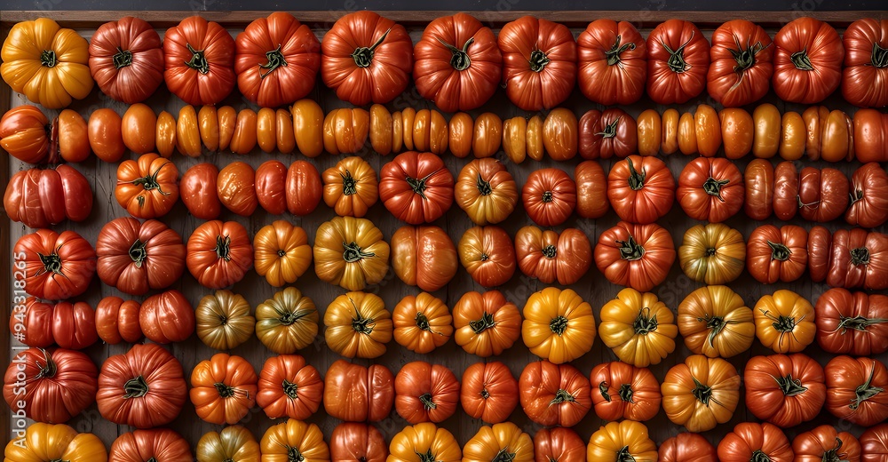 A colorful array of heirloom tomatoes A colorful array of heirloom tomatoes