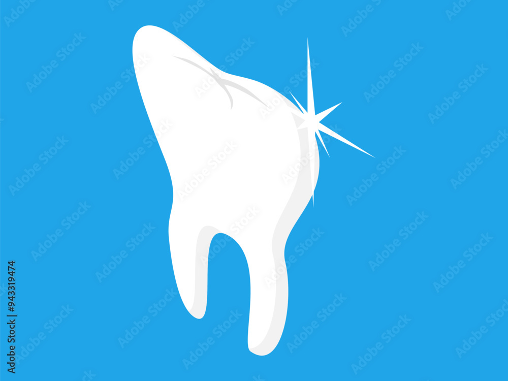 Illustration of a bright, shiny tooth on a blue background, symbolizing dental health, cleanliness, and the importance of oral hygiene. Illustration of a bright, shiny tooth on a blue background, symbolizing dental health, cleanliness, and the importance of oral hygiene.