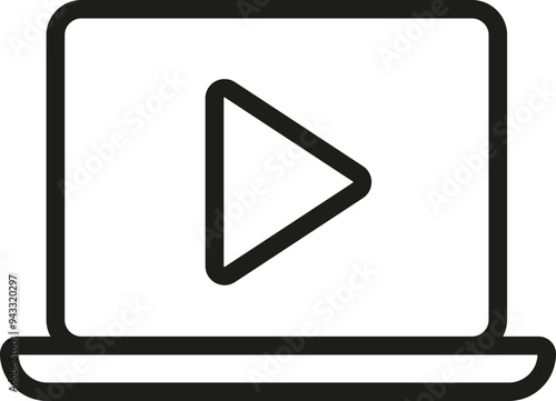 Laptop icon. Video symbol. Linear style.