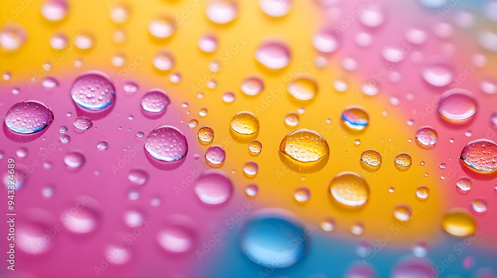 Water Droplets on Colorful Background - Abstract Macro Photography Water Droplets on Colorful Background - Abstract Macro Photography
