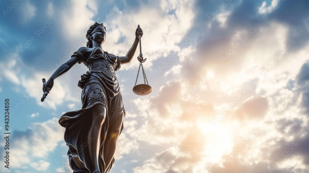 Lady Justice statue against a sky backdrop, symbolizing law and fairness. --ar 16:9 --v 6.1 Job ID: ff834c0b-1365-4c14-9c8f-6fc54b7ef609 Lady Justice statue against a sky backdrop, symbolizing law and fairness. --ar 16:9 --v 6.1 Job ID: ff834c0b-1365-4c14-9c8f-6fc54b7ef609