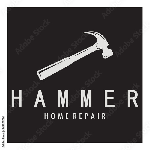 retro vintage crossed hammer and nail logo for home repair services, carpentry, badges, builders, woodworking, construction, vector