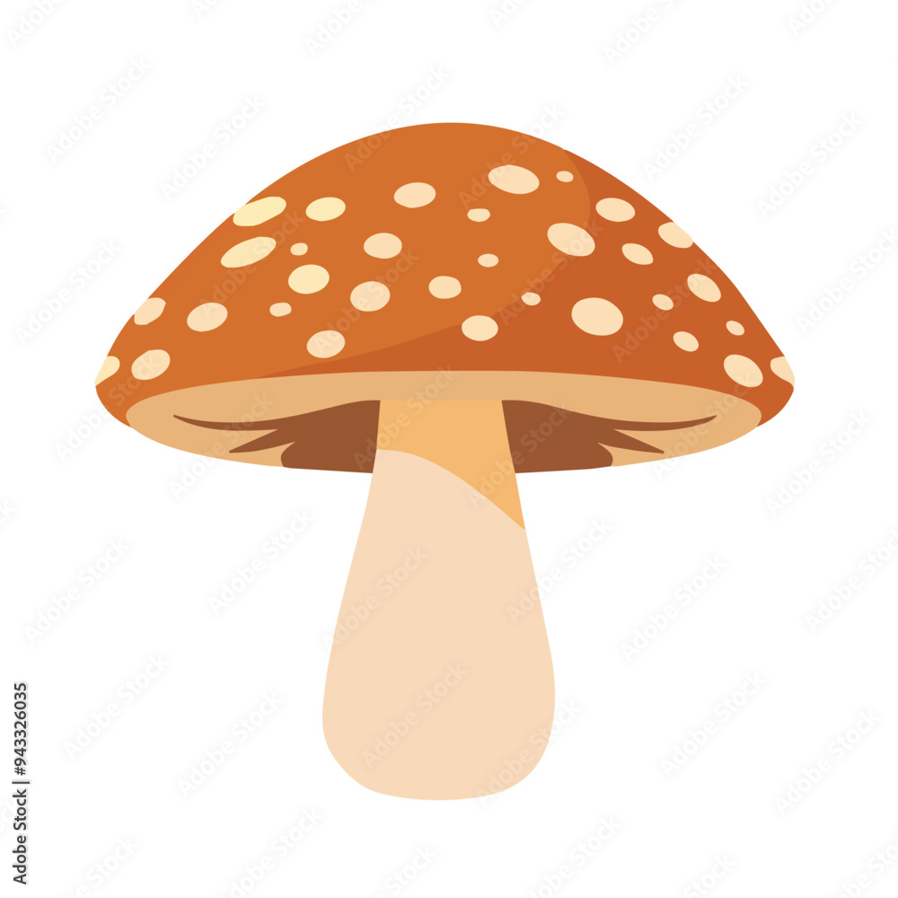 Hand drawn cartoon flat mushroom on white background. Hand drawn cartoon flat mushroom on white background.