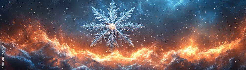 custom made wallpaper toronto digitalA captivating blend of snowflake and cosmic colors, showcasing the harmony between winter and the universe's brilliance.